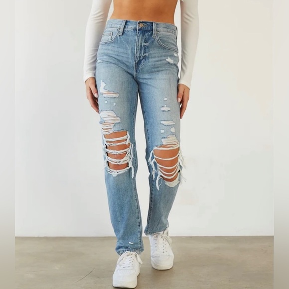 Pistola Presley Destroyed High Waist Relaxed Jeans - Picture 4 of 11